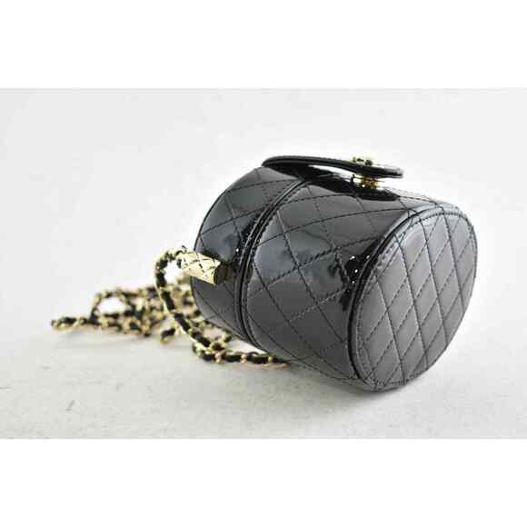 Chanel 20A Mini Black Patent Vanity Quilted CC On Chain Shoulder Crossbody Bag - Picture 6 of 12